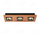 470x150mm FSC Wood Three Head Square LED Integrated Ceiling Light 90079